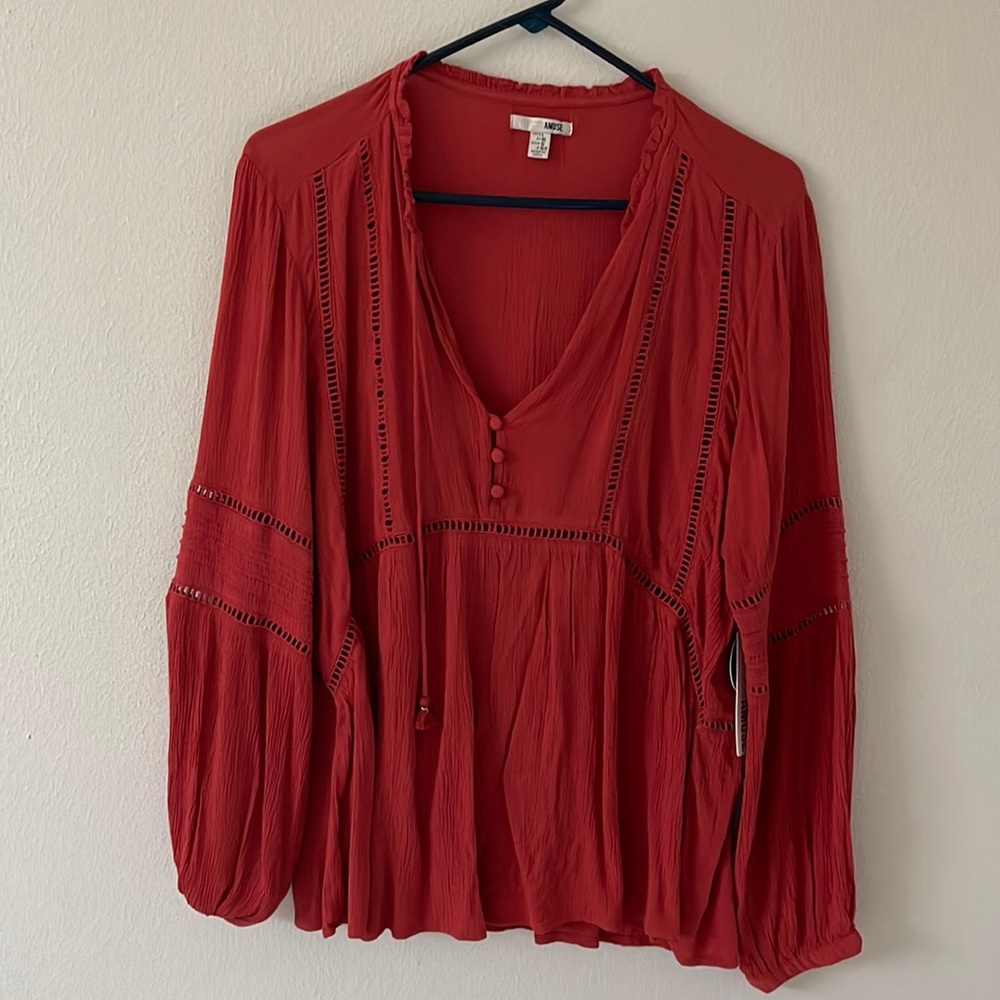 Red flowy top